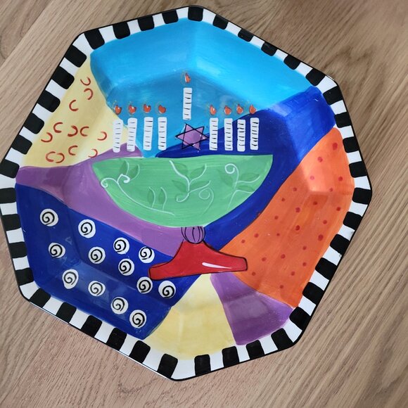 Three Chanukah - Hanukkah ceramic serving plates - never used - Picture 3 of 4